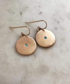 Mimosa Handcrafted Mimosa Minimal Circle Turquoise Earrings