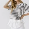 Wanderlust By Abby NEW Mix Media Stripe Top