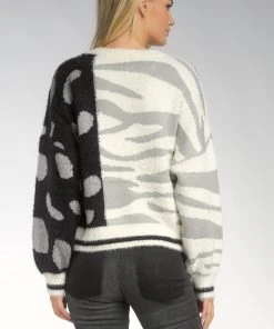 Wanderlust By Abby NEW Mixed Print Crew Neck Sweater