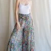 Wanderlust By Abby Watercolor Floral Print Palazzo Pants NEW
