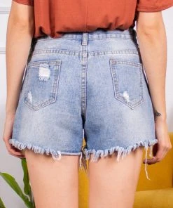Wanderlust By Abby NEW Denim Shorts With Pearl Embellishments