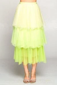 Wanderlust By Abby Mesh Layer Midi Skirt NEW