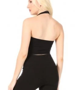 Wanderlust By Abby NEW Rib Halter Crop Top