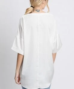 Wanderlust By Abby NEW Solid Satin Top With Pocket