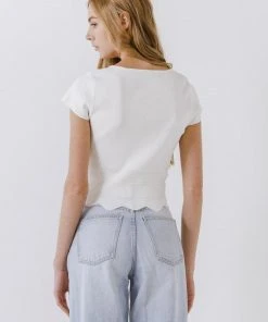 Wanderlust By Abby NEW Scallop Hem Square Neck Short Sleeve 5 Wanderlust By Abby NEW Scallop Hem Square Neck Short Sleeve