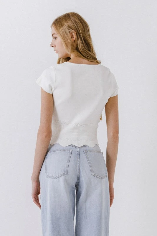 Wanderlust By Abby NEW Scallop Hem Square Neck Short Sleeve 4 Wanderlust By Abby NEW Scallop Hem Square Neck Short Sleeve