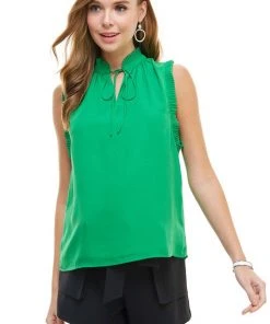 Wanderlust By Abby NEW Pleated Sleeveless Blouse