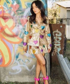 Queen Of Sparkles NEW QOS Gold Hearts Flounce Skort