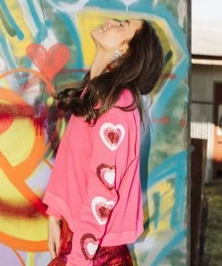 Queen Of Sparkles QOS Heart On Your Sleeve Sweatshirt NEW