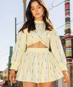 Queen Of Sparkles QOS Yellow Rhinestone Top NEW