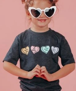 Wanderlust By Abby NEW Kid's Charcoal Hearts Tee