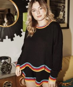 CLOTHING Queen Of Sparkles Rainbow Trim Sweater