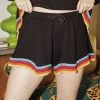 Queen Of Sparkles Wavy Rhinestone Rainbow Trim Shorts