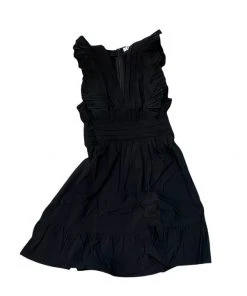 Wanderlust By Abby CLOTHING Black Ruffled V-Neck Dress