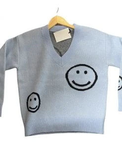 Wanderlust By Abby Smiley Face Long Sleeve Sweater