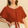 Wanderlust By Abby Tie Front Dolman Top NEW