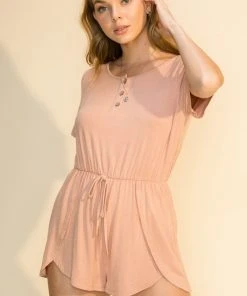 Wanderlust By Abby NEW Button Detail Tulip Hem Romper