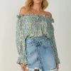 Wanderlust By Abby Off The Shoulder Aqua Blouse NEW