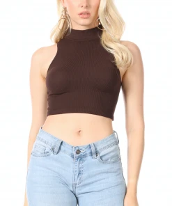 Wanderlust By Abby CLOTHING Sleeveless Mock Neck Ribbed Crop Top 7 Wanderlust By Abby CLOTHING Sleeveless Mock Neck Ribbed Crop Top